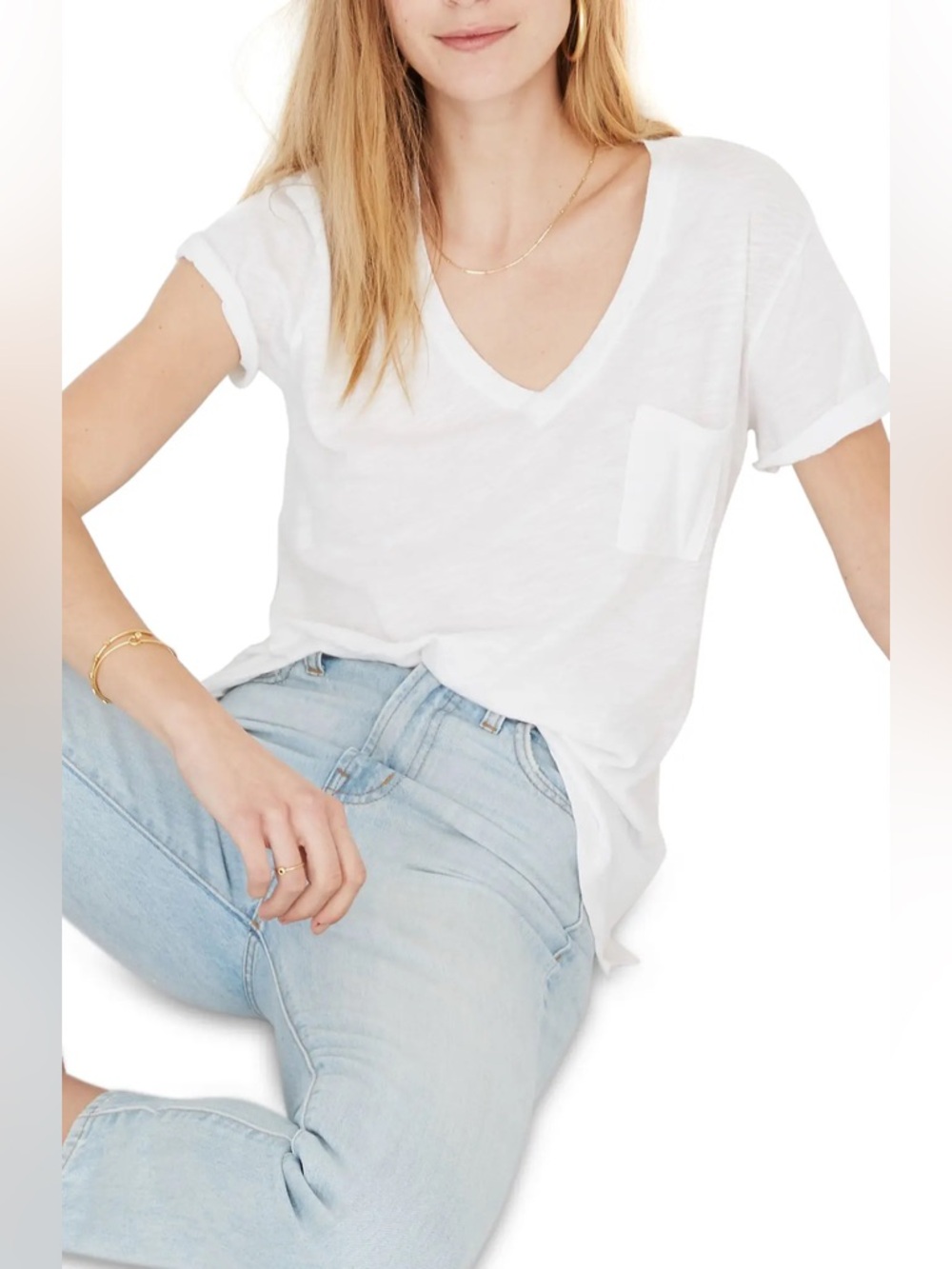 Madewell Whisper Cotton V-Neck Pocket Tee